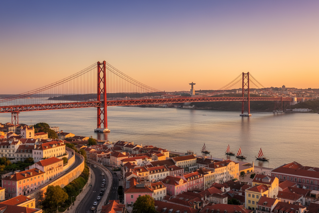 imagem da ponte 25 abril, a publicitar a cidade